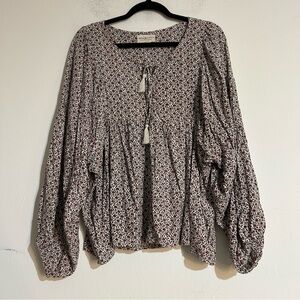 Denim & Supply Ralph Lauren Floral Smocked Puff Balloon Sleeve Prairie Blouse XL